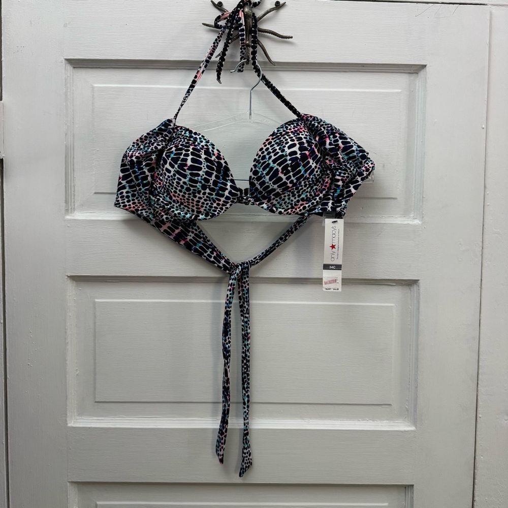 NWT Sundazed Wrap Bikini Top 34C Underwire Animal Print Swim - Picture 1 of 9
